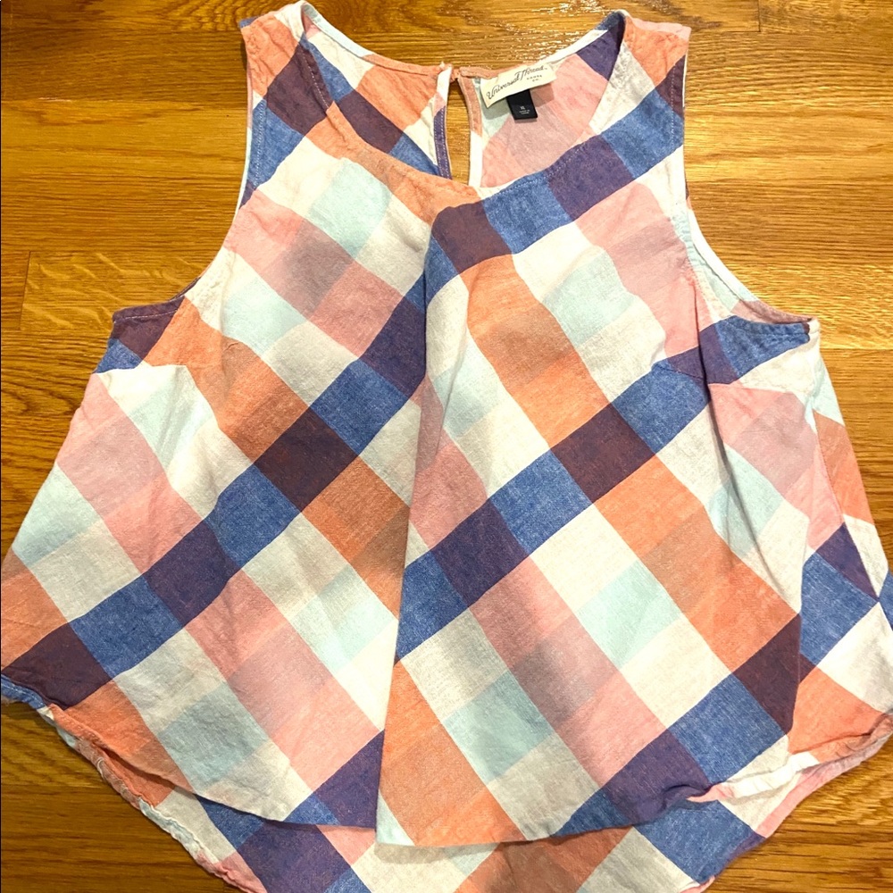 Women’s sleeveless trapeze plaid checkered top XL